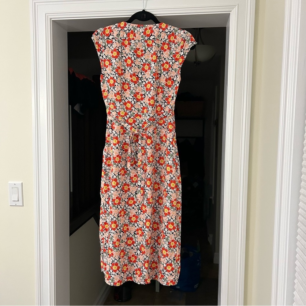 J. Crew Orange/White Floral Wrap Dress - Picture 2 of 5